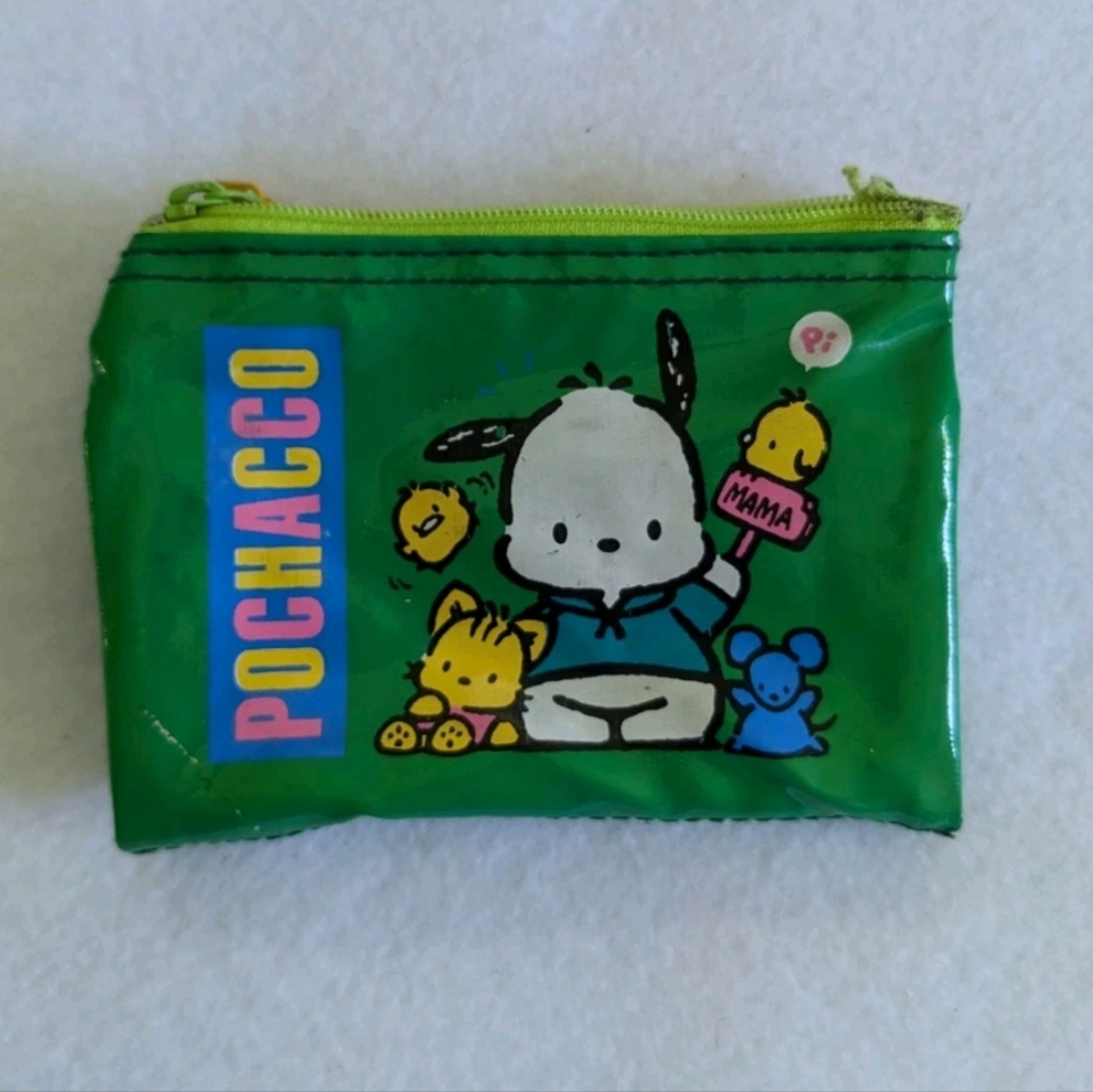 Vintage 90s 1994 Pochacco Sanrio Vinyl Green Snap Wallet